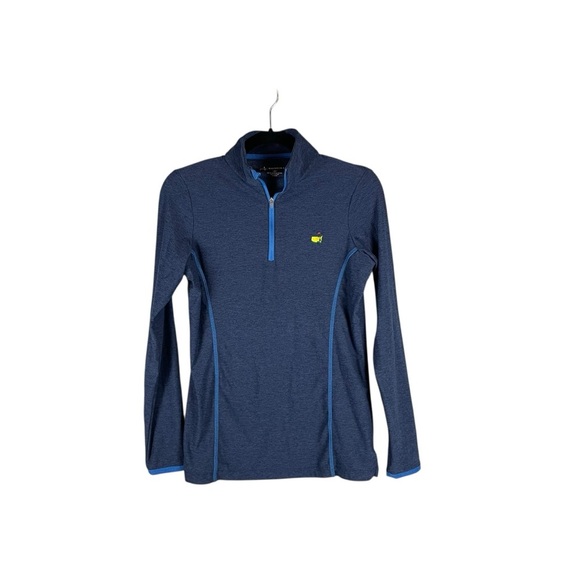 Magnolia Lane Tech Blue 1/4 Zip Pullover Long Sleeve Golf Shirt Small - Picture 2 of 8